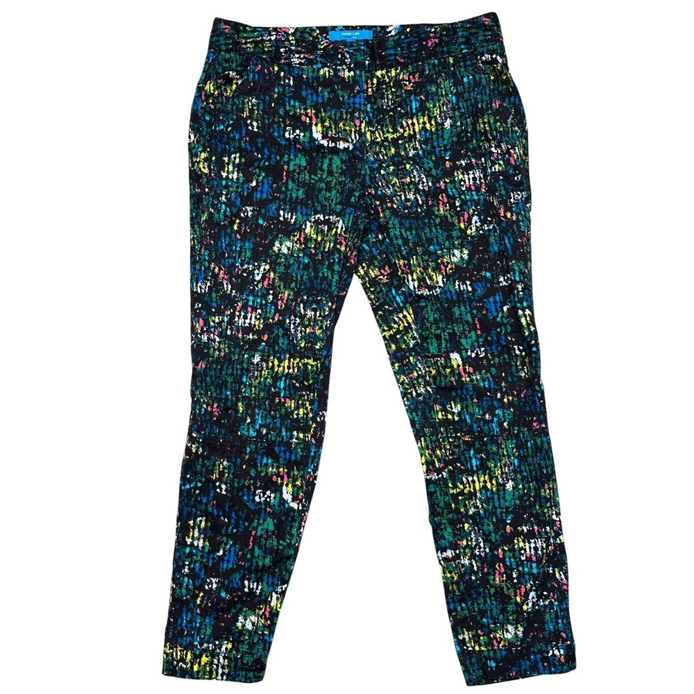 Derek Lam Design Nation Women's Nightshade Color Splatter Cropped Pants Size 10